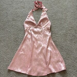 Peppermayo Amalina Mini Dress Womens 2 Pink Halter Y2K Babydoll Coquette Slip